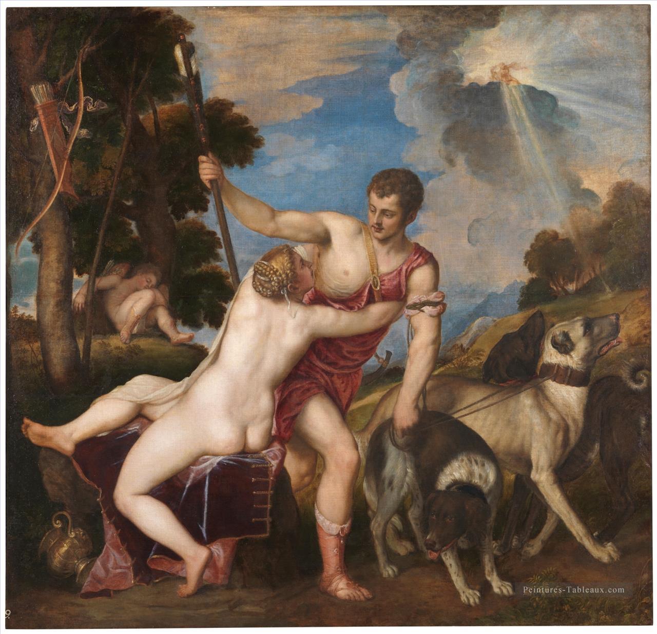 Vénus et Adonis 1553 Nu Tiziano Titien Peintures à l'huile